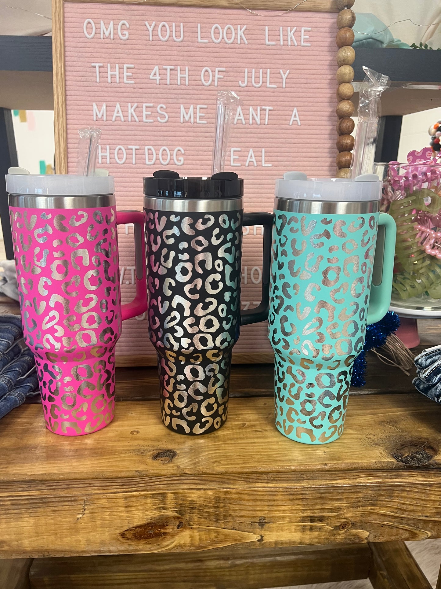 Leopard Engraved 40oz Tumbler