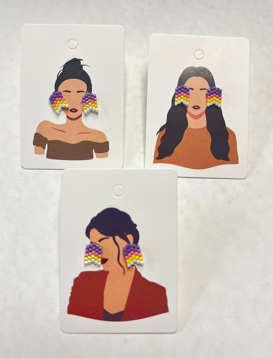 Multi-Color Small Beaded Earrings
