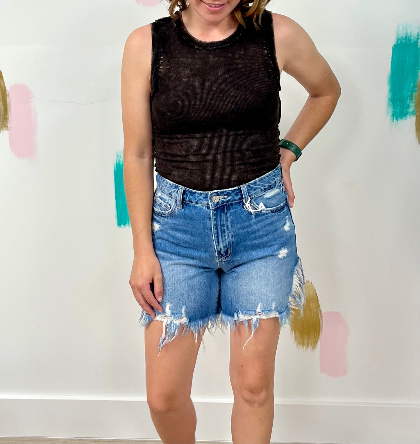 Washed Ribbed Tank Top