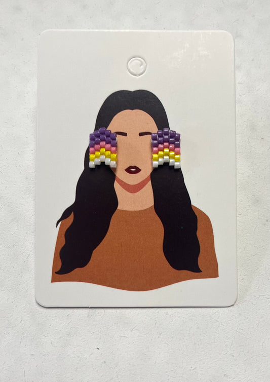 Multi-Color Small Beaded Earrings