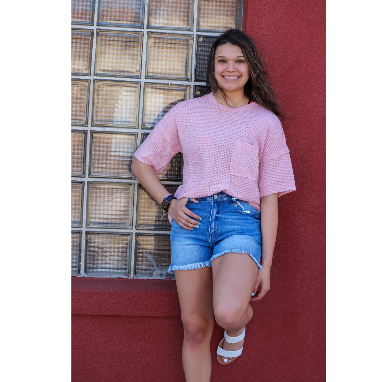 Casual Soft Waffle Knit Top
