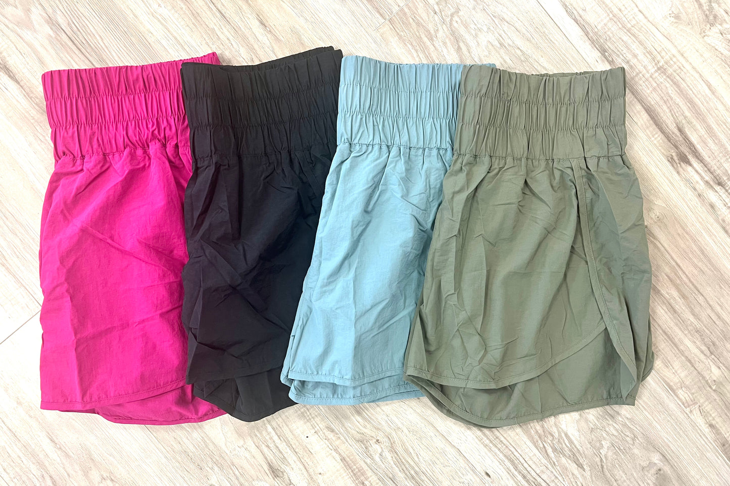 PL Smocked High Waistband Running Shorts