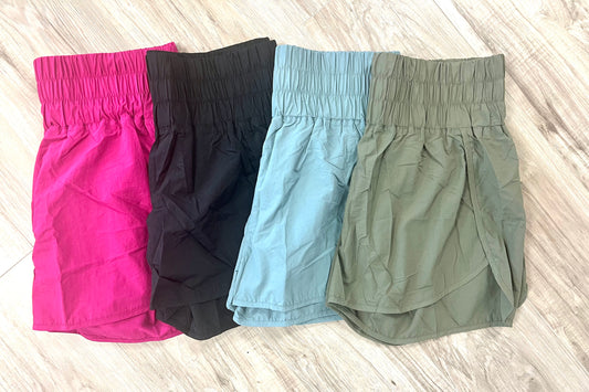 PL Smocked High Waistband Running Shorts