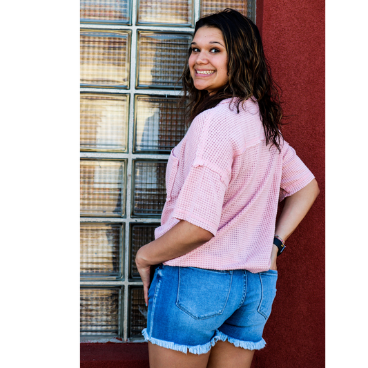 Casual Soft Waffle Knit Top