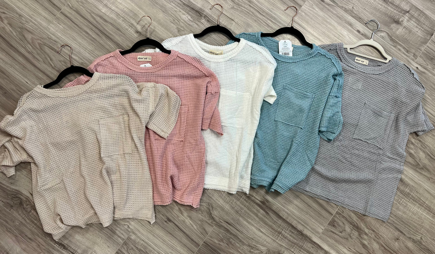 Casual Soft Waffle Knit Top