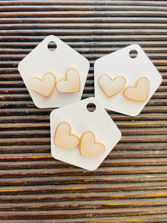 White Heart Studs