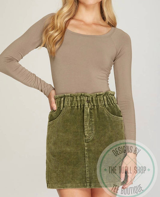 Corduroy Paper Bag Skirt
