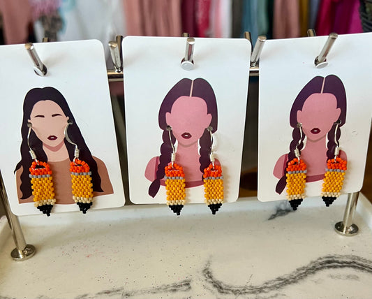 Pencil Beaded Earrings