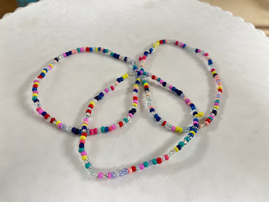 Rainbow Beaded Anklet