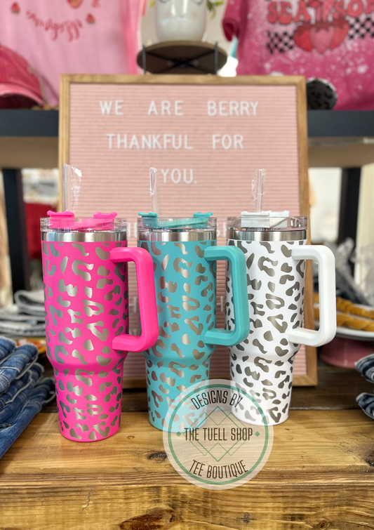Leopard Engraved 40oz Tumbler