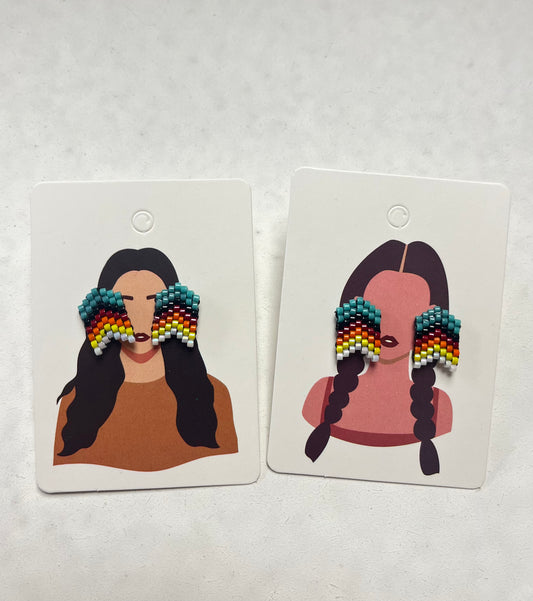 Multi-Color Large Beaded Earrings